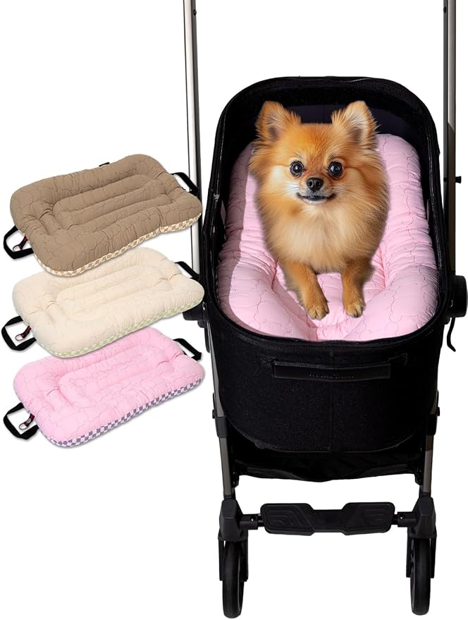 Easy Wash Dog Stroller Mat, Durable Orthopedic Cushion for Dogs & Cats, Ergonomic Pad for Pet Cart, Ideal Pet Stroller Accessories & Pads for Comfortable Rides (Pink Raspberry, L)
