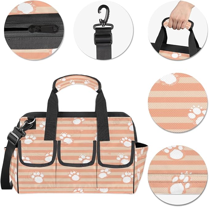 Dog Paws Heavy Duty Tool Bag 14.8 Inch Cat Pet Paw Animal Portable Soft Tool Box Organizer Storage with Adjustable Shoulder Strap