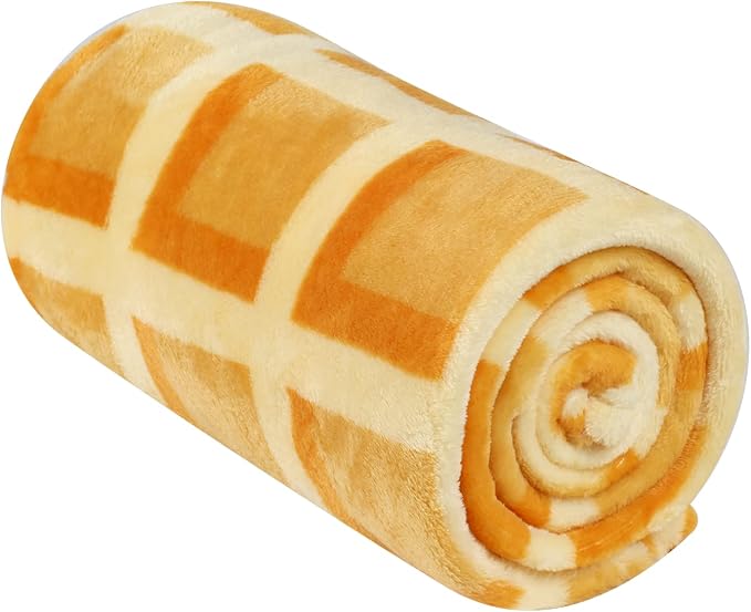 Bnuitland 80 Inches Waffle Funny Blanket, 300 GSM Double Sided Novelty Giant Realistic Food Blanket for Adults and Kids, Super Soft Flannel Throw