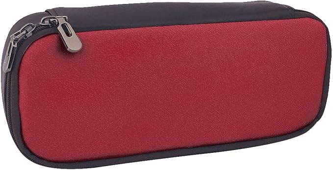 Leather Pen Case with Zipper - Aesthetic Pen Holder Amaranth red Pencil Case for Women & Men - Handcrafted Pencil Bag Multi-Functional Travel Cosmetic Case for Work Office Tool Pouch
