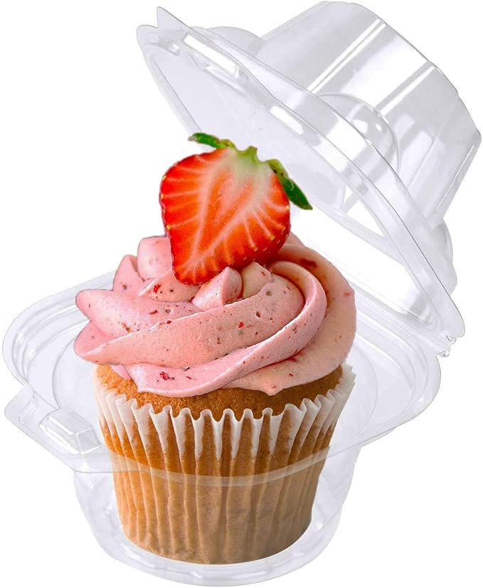 NPLUX 150 Pack Individual Cupcake Containers Plastic Cupcake Box Stackable | Individual Plastic Boxes, Holders, Stackable Shape, Deep Cover, Carrier Use, for Weddings, Bulk Prep, Events