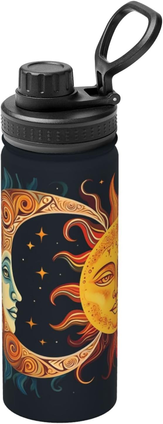 Sun Moon and Stars Water Bottle,18oz Sports Insulated Kettle for Women Men, Suitable as a Present