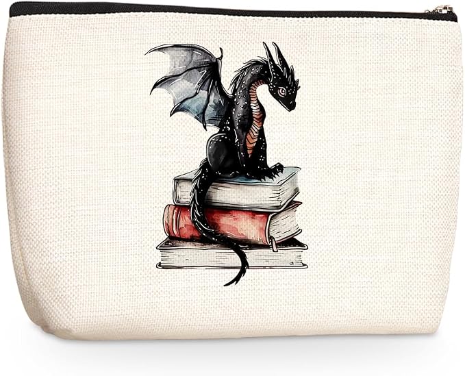 Fantasy Dragon Makeup Bag Book Lovers Gifts Bookish Gifts Cosmetic Bags | Fantasy Halloween Christmas Birthday Gifts for Readers Women Girls Friends Sisters Book Accessories Travel Toiletry Bag