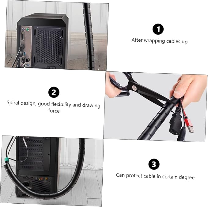 KALLORY Cable Sleeve Organizer Set for Pets 10 Meter Cuttable Wire Wrap Flexible and Sturdy Protects Cords from Dog and Cat Chewing for Home Use