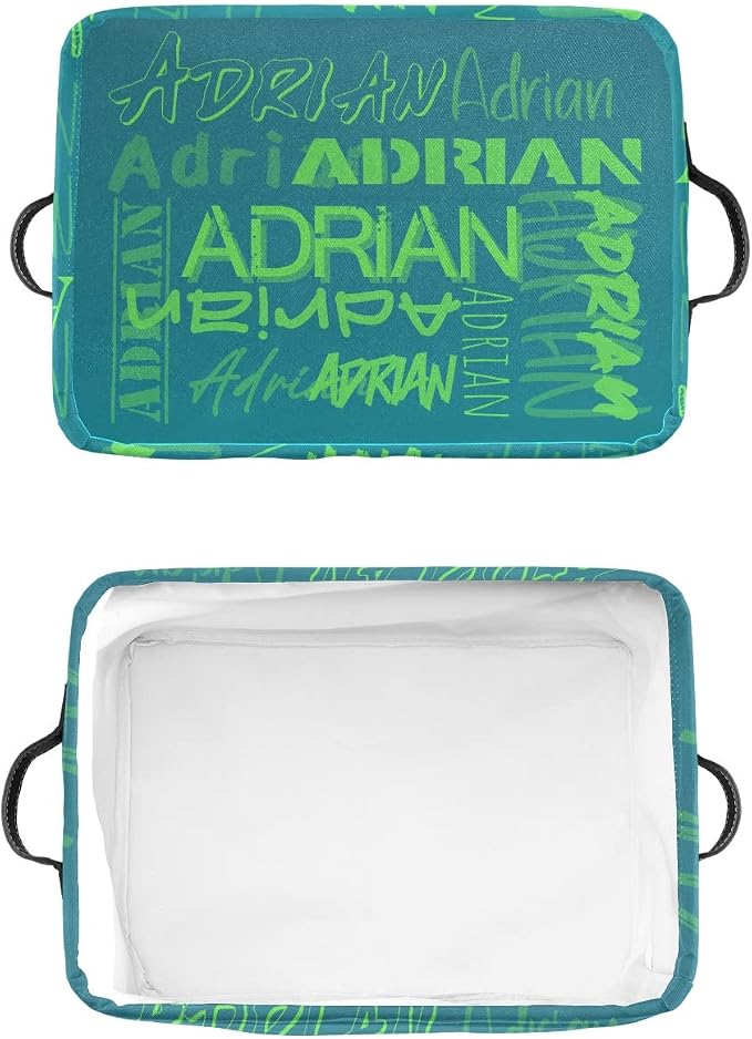 Personalized Storage Bins with Name Custom Kids Storage Basket Cubes Organizer with Handles for Organizing Boys and Girls Toys Shelf Closet Nursery Baskets Boxes, 1 Pack