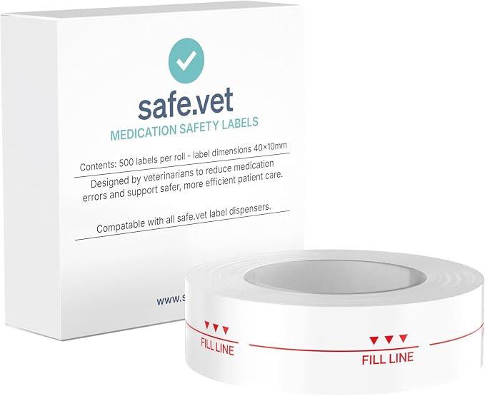 Fill Line Syringe Label - Regular Size | Dispensed Medication Veterinary Pharmacy and Clinical Labels | Roll of 500 | Clinical-Grade Color-Coded Stickers for Medication Bottles and Hospital Use