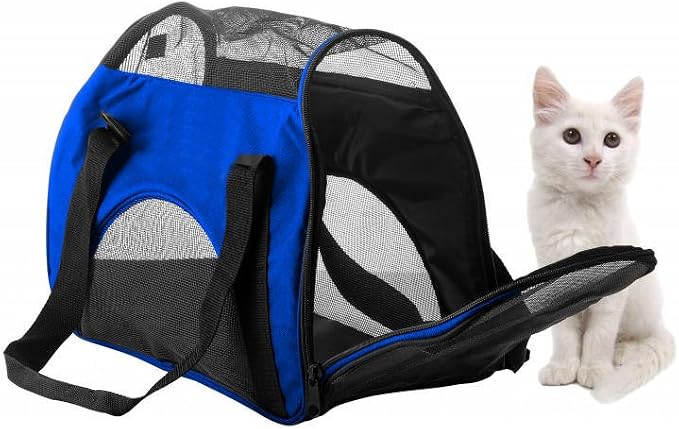ZAMPA Soft Side Pet Travel Carrier TSA Approved, Under Seat Compatibility, airline approved for Large Cats, Medium Puppys, Small Dogs, 2 Openings, W/Shoulder Strap.