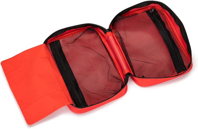 Red First Aid Bag Empty Travel Rescue Pouch First Responder Storage Medicine Emergency Bag for Car Home Office Kitchen Sports Outdoors (Red)
