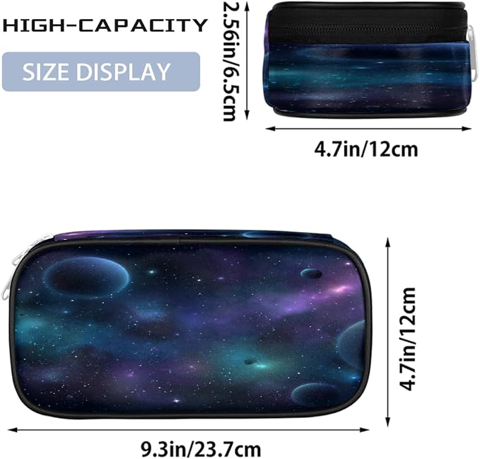 Cute Pencil Case for Girls Boys, Starry Universe With Planets And Stars Portable Pencil Bags Pouch Pen Case Organizer with Zipper for School College Office
