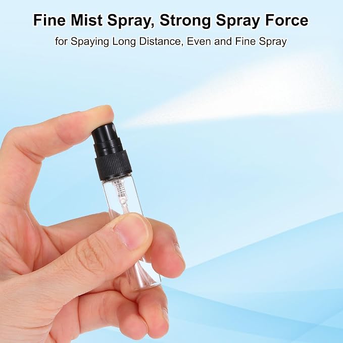 PATIKIL 5ml Glass Mini Perfume Sample Bottles, 36 Pcs Fine Mist Refillable Empty Mini Spray Bottle Fragrance Sample Bottles Sprayer for Perfume Travel Liquid Essential Oil, Black