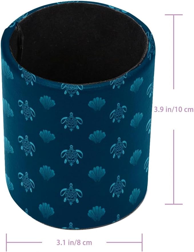 Faux Leather Pen Holder for Desk, Pencil Organizer Sea Turtle Pen Cup Desk Decor Makeup Brush Holder Storage for Office Home