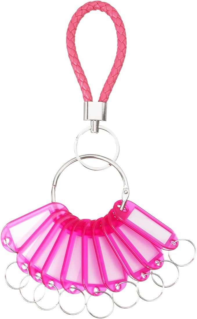 PATIKIL Key Tags with Labels, Key Organizer Keychain Markers Tags Holder with Bold Steel Ring and Braided Strap for Office