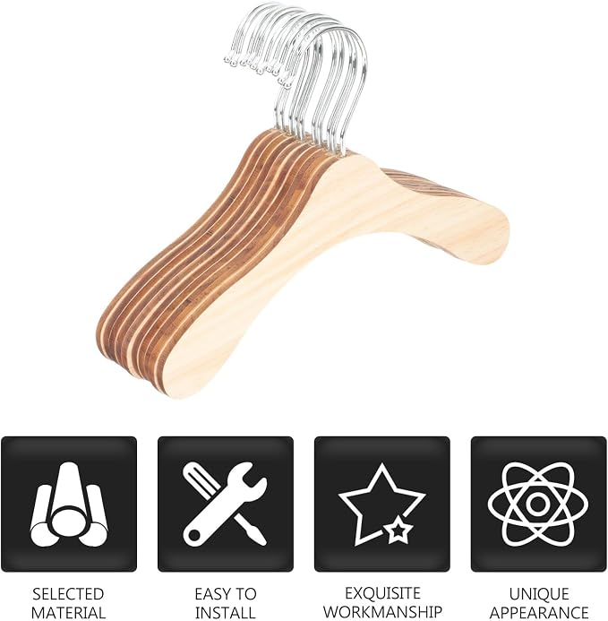10pcs Wooden Pet Clothes Hangers 8.66 Inch Small Wear-Resistant Dog and Cat Hangers Portable Closet Organizer for Dog Coats and Cat Accessories
