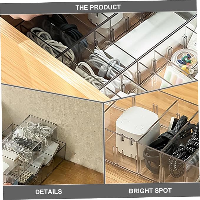 KOMBIUDA Natural Pet Material Data Cable Storage Box Easy to Use Portable Capacity Cord Cover Cable Management Box Caddy Organizer Case Bathroom Storage Organizer