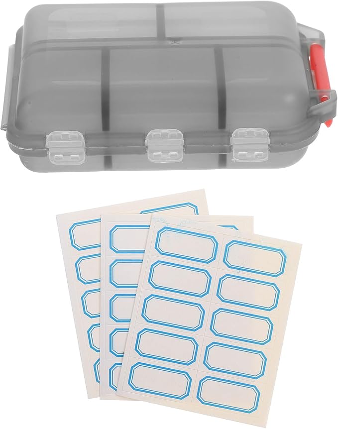 10-Compartment Portable Pill Organizer with 30 Sticker Labels, Small Travel Pill Case and Medication Storage, Compact Pocket Container for Purse Use