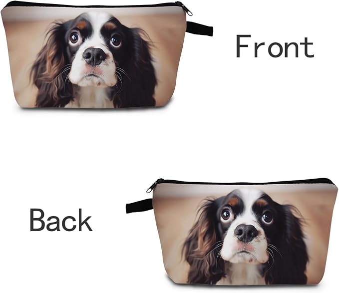 Cavalier King Charles Spaniel Dog Print Women Makeup Bag Outdoor Beach Travel Toiletry Kit Small Cosmetic Bag
