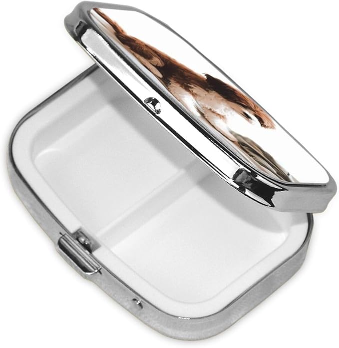 Square Pill Box Pet Dog Pill Case for Purse & Pocket 3 Compartment Pill Organizer Portable Travel Pillbox Medicine Pill Holder Container for Daily Vitamin Cod Liver Oil Storage