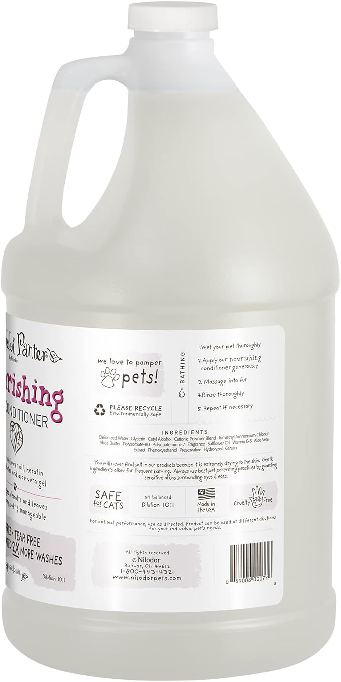 Bobbi Panter Nourishing Dog Conditioner Safflower Oil, Keratin, Shea Butter & Aloe Vera – Detangling Natural Formula for Soft, Smooth & Manageable Coat, 10:1 Concentrate, Made in USA, 1 Gallon