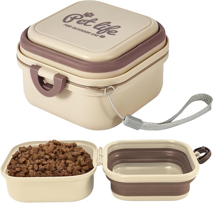 Collapsible Dog Bowls, Travel Food and Water Double Bowl for Cats & Dogs, 2-in-1 Portable BPA-Free Feeding Solution, Perfect for Traveling, Camping & Walking (S/ 60oz)