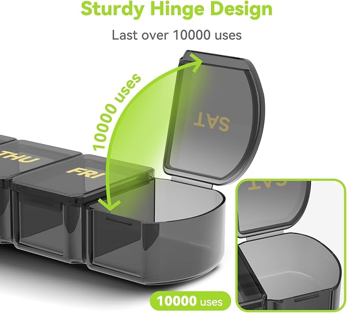 Large Pill Organizer Weekly - 7 Day Compartments with Easy-Open Design | SHIJOINYU XL Pill Box with High-Capacity, Daily Medicine Pill Organizer for Vitamins, Supplements, Fish Oils