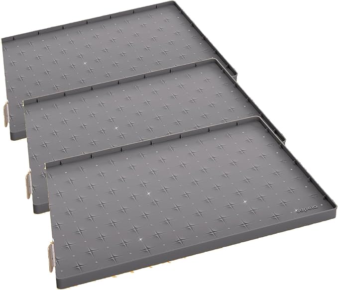 Sdpeia Under Sink Mat 34"×22" Waterproof Silicone Cabinet Liner & Sink Protector for Kitchen & Bathroom, Multi-Purpose Organizers Tray for Pets, Laundry, Cat Litter Mat, Gray (Pack of 3)