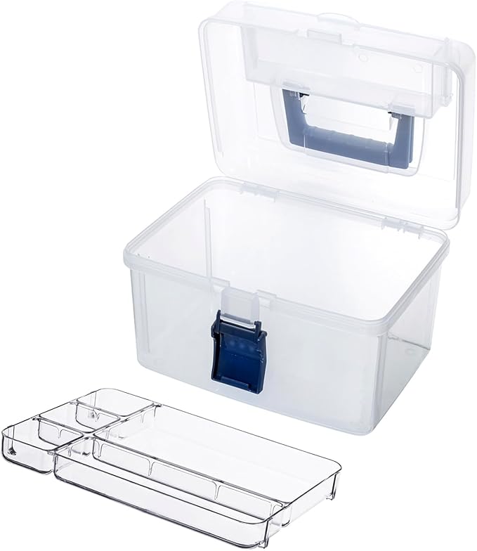 MyGift 10 Inch First Aid Storage Box with Detachable Tray, Quick Access Lid | Portable organizer keeps medical supplies neatly sorted with a removable tray and quick-access lid for everyday readiness