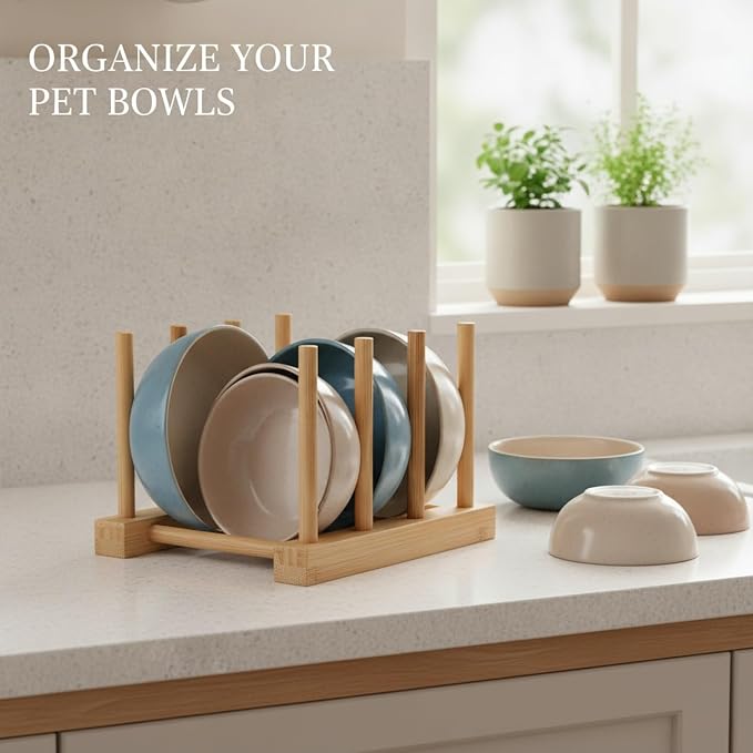 Organize Round Pet Bowls Vertically with This Compact Desktop Storage Rack, Multicolor PET Stand for Feeding Areas