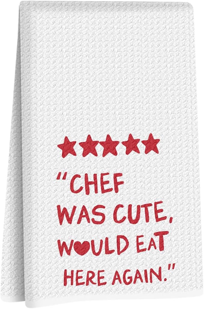 Hanamiya Na Chef Gifts Kitchen Towels 24x14 Inch, Cute Hostess Reusable Dish Towels for Kitchen Decor, Waffle Weave Absorbent Hand Cloth Tea Towel, Cute Hostess Gifts for Women Mom Friend