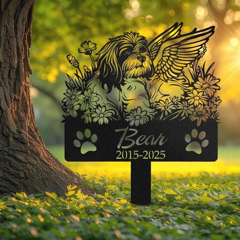 Personalized Lhasa Apso Dog Memorial Stake, Outdoor Pet Loss Tribute
