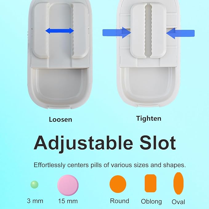 Pill Cutter for Cutting Multiple Pills, 1/2 1/4 Pill Splitter for Large, Small and Tiny Pills, with Improved Sharp Blade, Storage Organizer, Centering Device