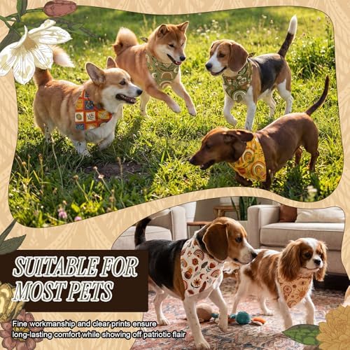 Abbylike 50 Pcs Boho Dog Bandanas Bulk Bohemian Earth Tone Bandanas for Dogs Triangle Kerchief Bib Scarf for Pets Party Costume Aesthetic Dog Photo Props Accessories, 25 Styles (25.6 x 17.7 x 17.7)