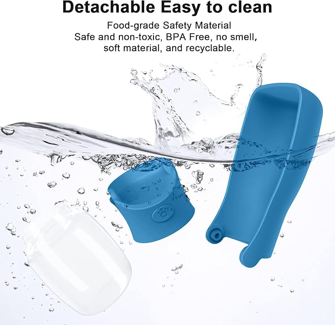 Portable Dog Water Bottle for Walking – 19oz / 12oz Foldable Pet Water Dispenser for Puppies, Medium & Large Dogs – Leak Proof Travel Water Bowl for Small Animals Dog Accessories(12OZ Dark Blue)