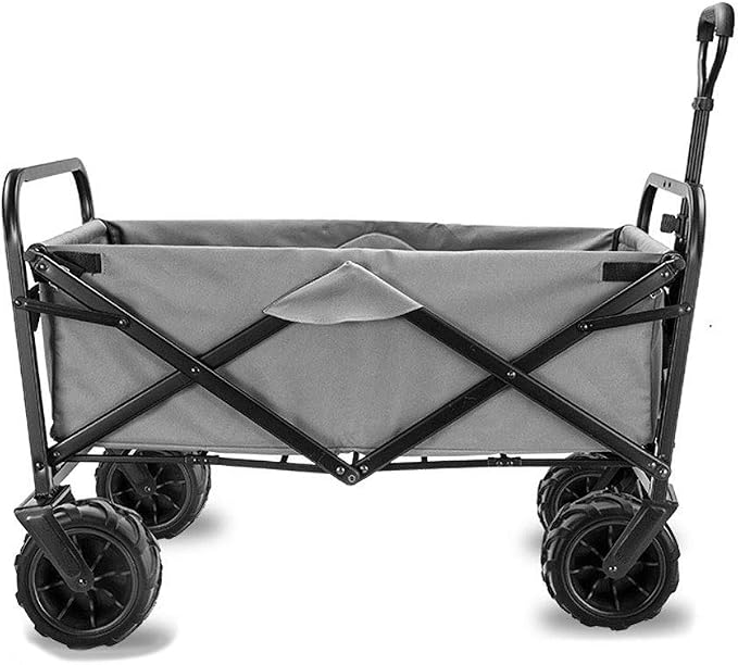 Folding Camping Cart- 90KG Capacity Outdoor Push Wagon Trolley with Safety Belt for Garden Outdoor Camping Picnic Travel Shopping Pet