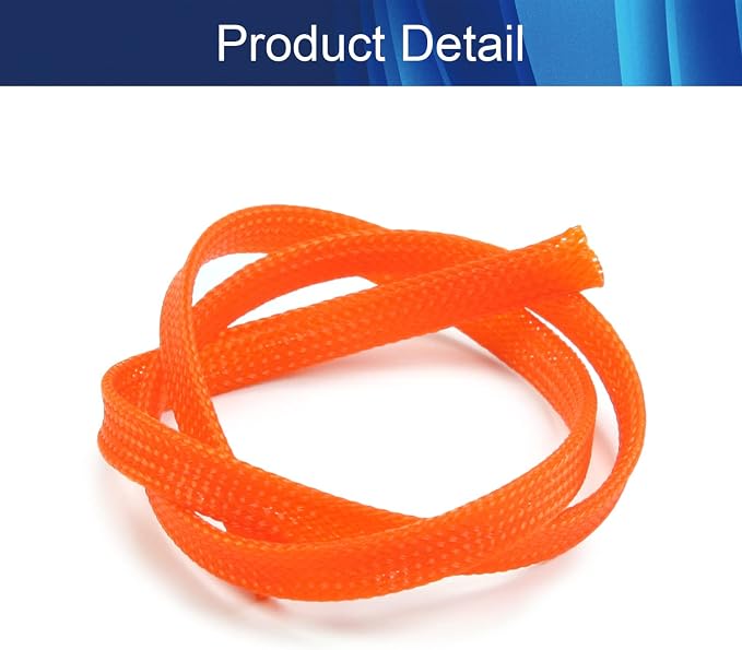 Jutagoss PET Expandable Braided Cable Sleeve, 1.64ft - 5/16 inch Orange Cable Management Sleeve, Wire Loom Tube Cord Protector for USB Cable, Power Cord, Audio Video and More, 1Pc