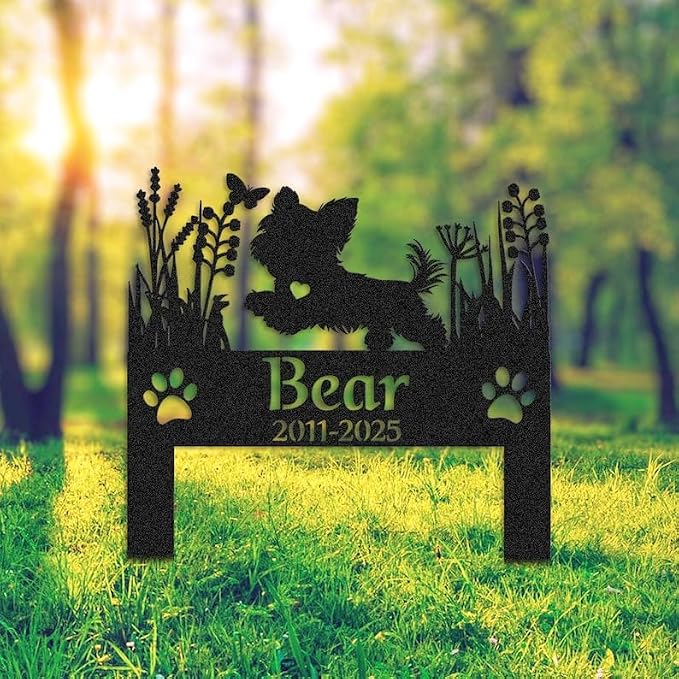 Custom Yorkshire Terrier Memorial Stake, Outdoor Dog Tribute Grave Marker | Pet Memorial Gifts for Dogs, Grave Marker, Grave Decorations for Cemetery, Dog Dad Gifts, Back Yard, Garden Decor
