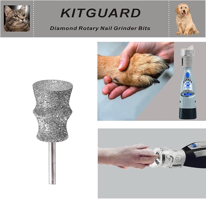 Diamond Dremel Dog Nail Grinder Bits for Rotary Tool-1/8'' Dremel Dog Nail Grinder Attachment-Pet Nail Grinder Bit Work for Animals Nail Care Large B 1P