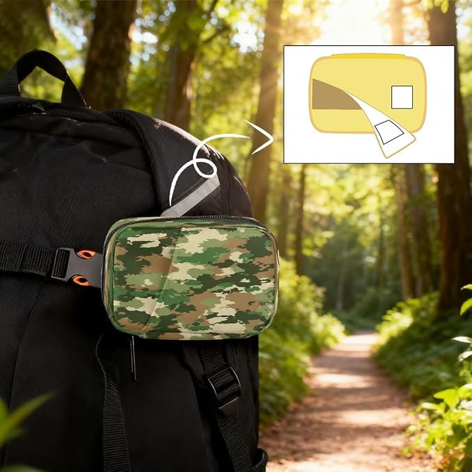 Weekly Pill Organizer Travel Size Bag with Removable 7 Day Pill Box Portable Vitamin Case Purse with Zipper,Textured Camouflage