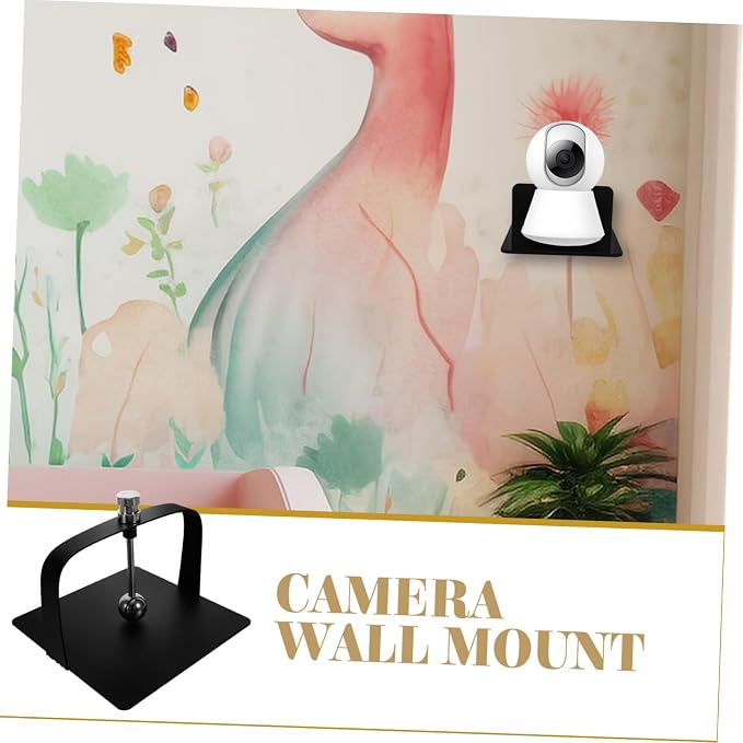 Toddmomy 3pcs Monitor Mount with Floating Wall Shelf for Speaker and Security Camera Easy Installation Cable Management Design Black Color for Nursery and Home Use