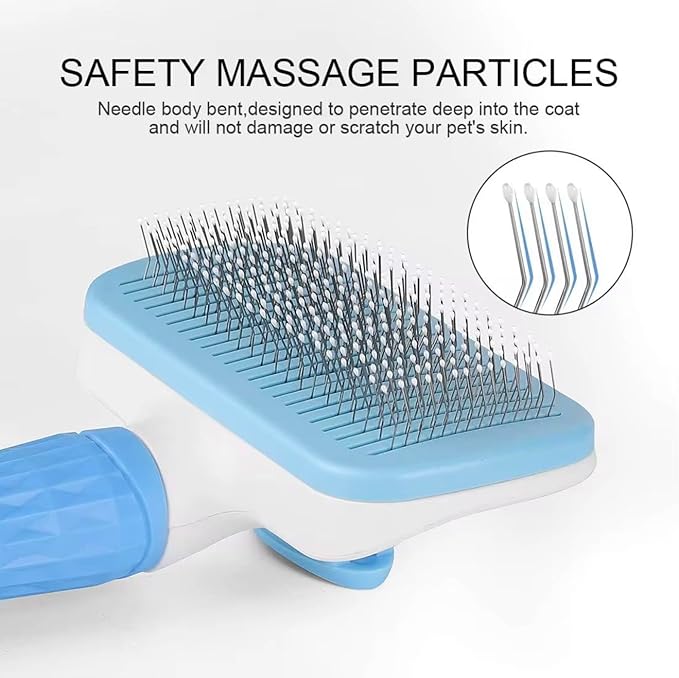 We Love Doodles Professional Slicker Brush for Goldendoodles and Long-Haired Dogs, Self-Cleaning Grooming Tool with Ergonomic Handle, Fine Wire Bristles, Blue (Black)