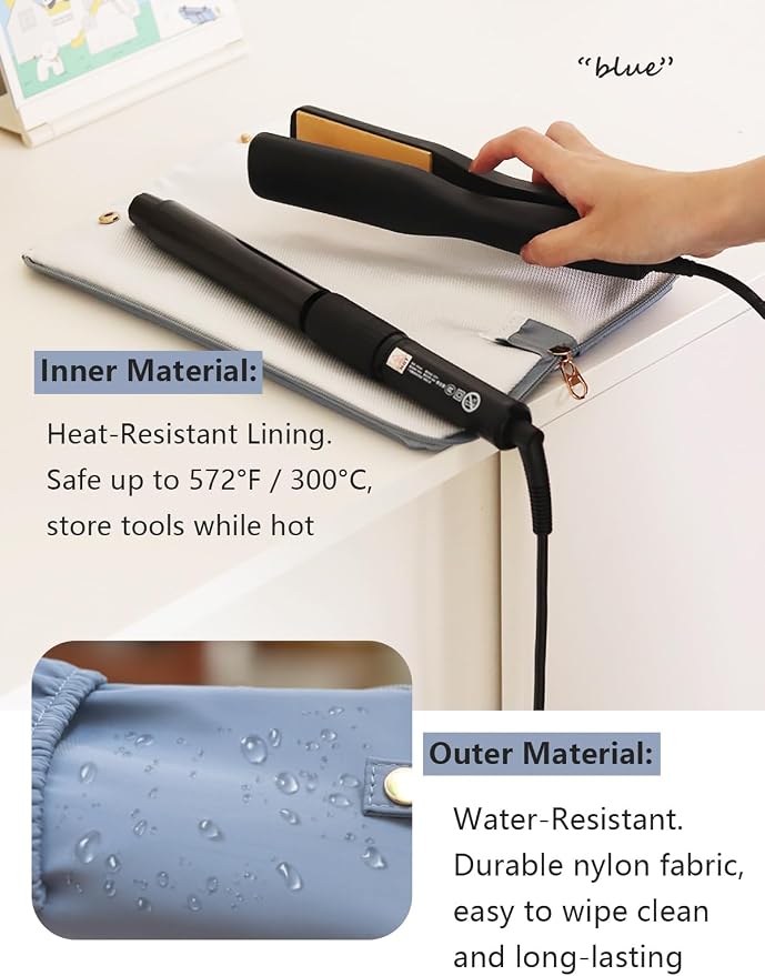 Lifeplus Holder & Mat for Hot Tools, Curling Iron Flat Iron Heat Resistant Hair Tools Travel Bag - Ideal for Home, Travel, Red