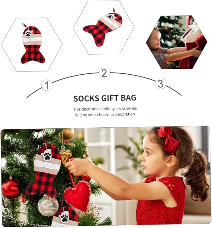 ORFOFE 1pc Christmas Pet Stocking Bag and Stylish Christmas Pouch for Festive Decoration and Storage for Holiday Presents and Decorations