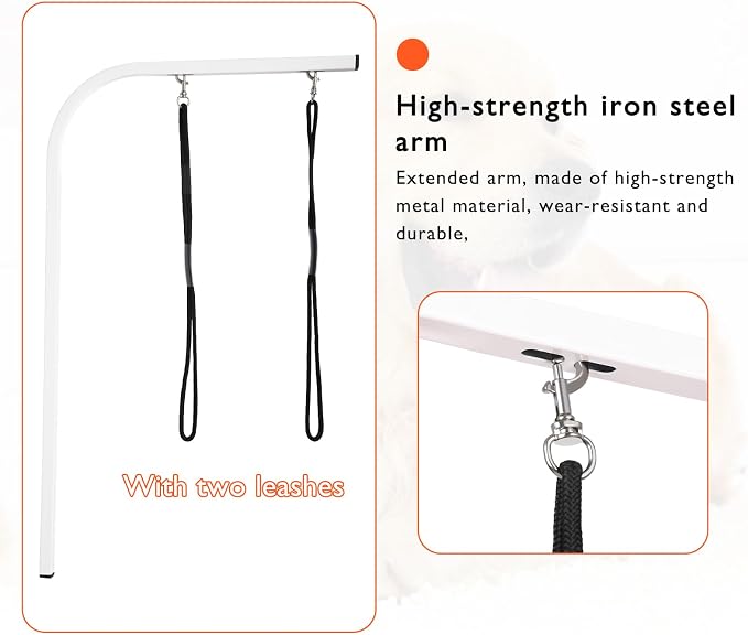 LEIBOU 36-inch Height Adjustable(23''~33.8'') and Foldable Pet Dog Grooming Table with Grooming Arm & 2 Noose for Dog Cat Pet Grooming Maximum Capacity Up to 260lbs