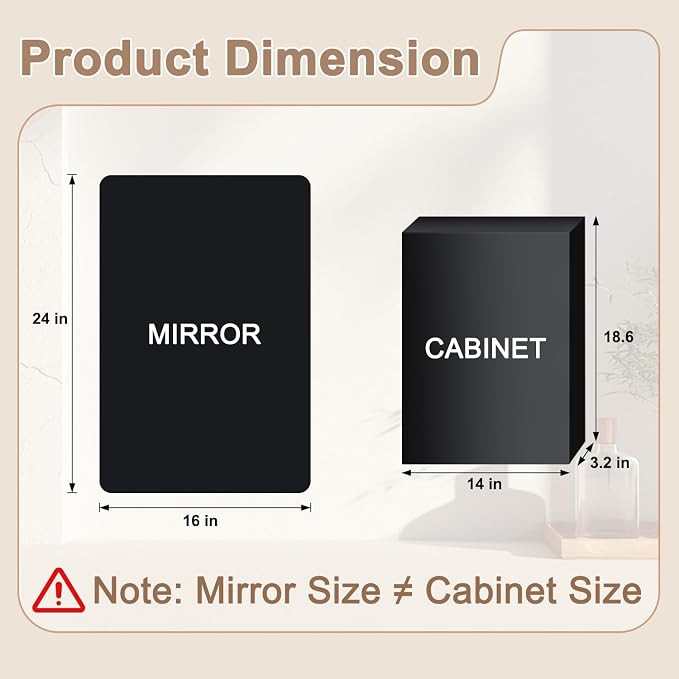 16x24 in Medicine Cabinet with Mirror for Bathroom, Matte Black | Fully Assembled; Recessed or Surface Wall Mount; Metal Cabinet with Tempered Glass Mirror and Two Adjustable Glass Shelves