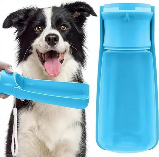 Portable Dog Water Bottle for Walking – 19oz / 12oz Foldable Pet Water Dispenser for Puppies, Medium & Large Dogs – Leak Proof Travel Water Bowl for Small Animals Dog Accessories(19OZ Indigo)