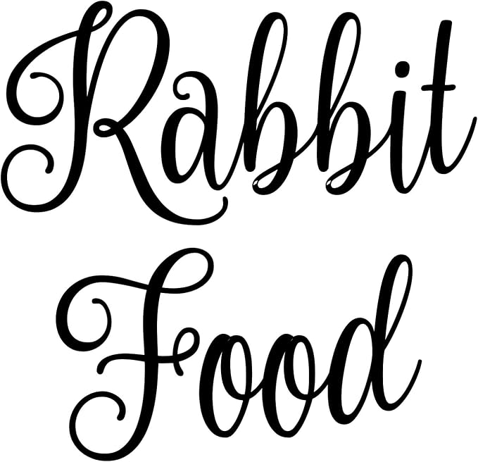 Rabbit Food 4.5w x 4.25h Label | Kitchen Pantry Organization | Die Cut Vinyl Decal | Black Fancy Font (Sticker Only)