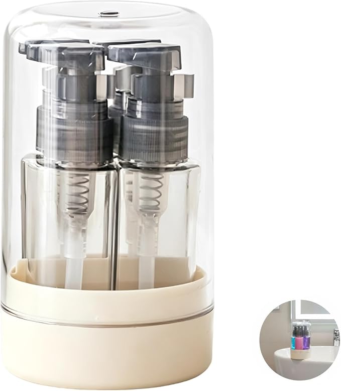 4-in-1 Travel Bottle Set, 4 Pcs 1.2 oz Refillable Containers, Leak-Proof Toiletries Kit with Cup and Labels, 2.8 x 4.8 in Portable Dispenser for Shampoo Lotion, Travel Business Trip
