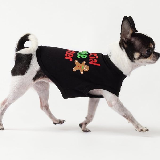 Fitwarm Official Cookie Tester Funny Dog Shirt, Christmas Dog Clothes for Small Dogs Boy Girl, Holiday Doggy Tshirt, Pet Outfit, Gingerbread, Black, Red, Green, XL