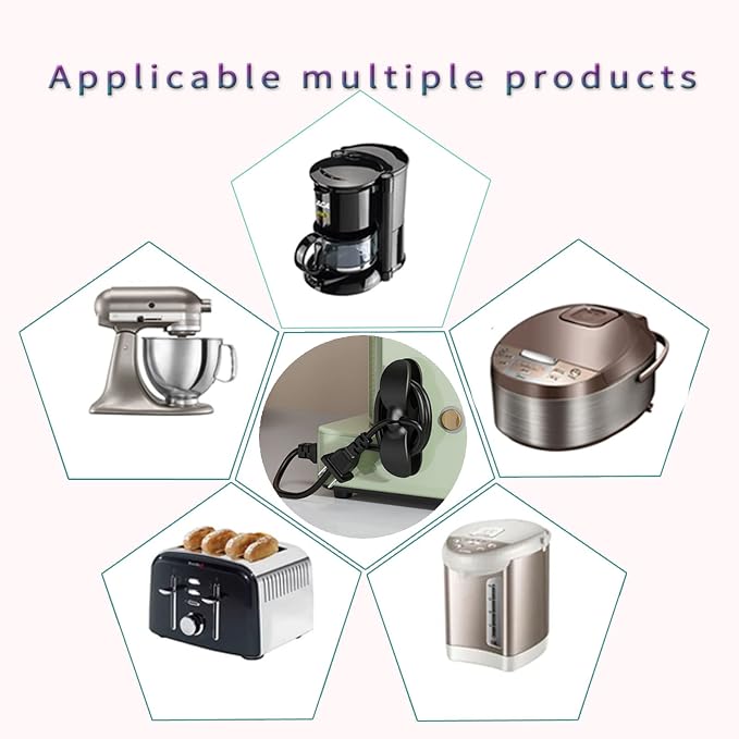 4PCS Cord Organizer For Appliances,UMUST Kitchen Appliance Cord Winder Holder, Cable Wrapper Stick Firmly for Coffee Maker Pressure Cooker Etc (Black)