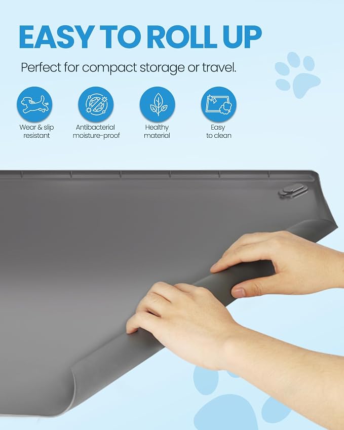 Pee Pad Holder for Dogs - 28" x 34" Silicone Puppy Potty Training Tray | Puppy Pad Holder with 4 Magnetic Clips & Leak-Proof Raised Edge, for Home Indoor Floor Protection
