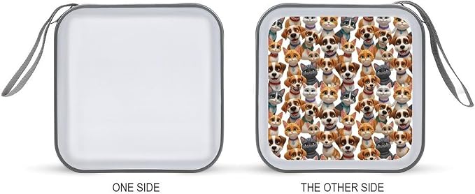 Portable 40-Capacity DVD Storage Binder Puppies And Kittens, Hard Case CD Holder with Zipper, Organizer for Music Movies Game Discs